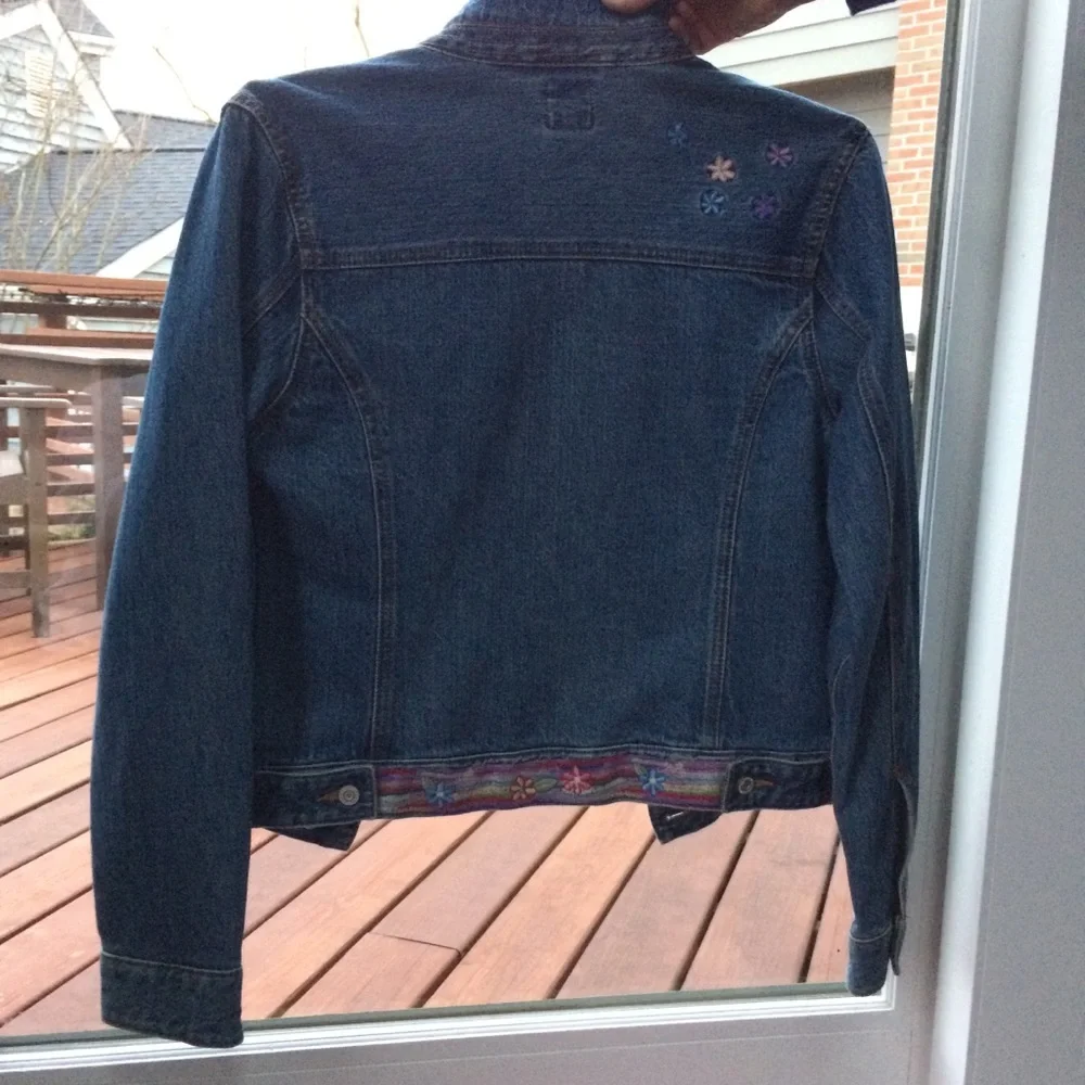 Embroidered Floral Butterfly Jean Jacket - Picture 6 of 6